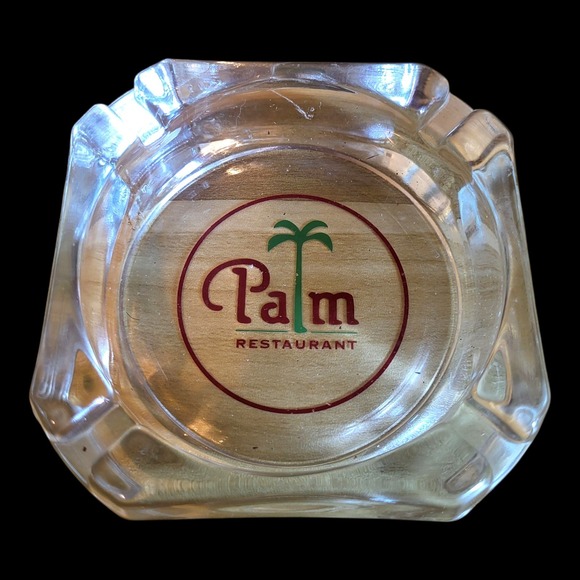 Vintage Palm Restaurant Clear Glass Ashtray With Flaw - Picture 1 of 10
